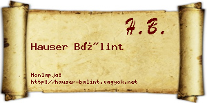 Hauser Bálint névjegykártya